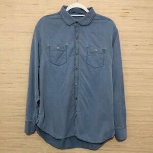 Tommy Bahama Blue Tencel Lyocell Cotton Blend Long Sleeve Button Down Shirt